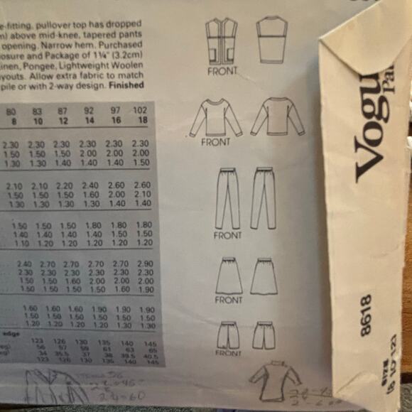 Vintage VOGUE PATTERN #8618 Size 8-12 sewing instructions uncut 90's casual set - Picture 4 of 5